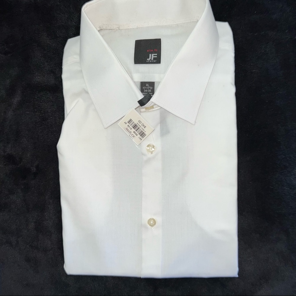 J. Ferrar Mens White Button-up Dress Shirt, Long Sleeve, NWT, Size XL